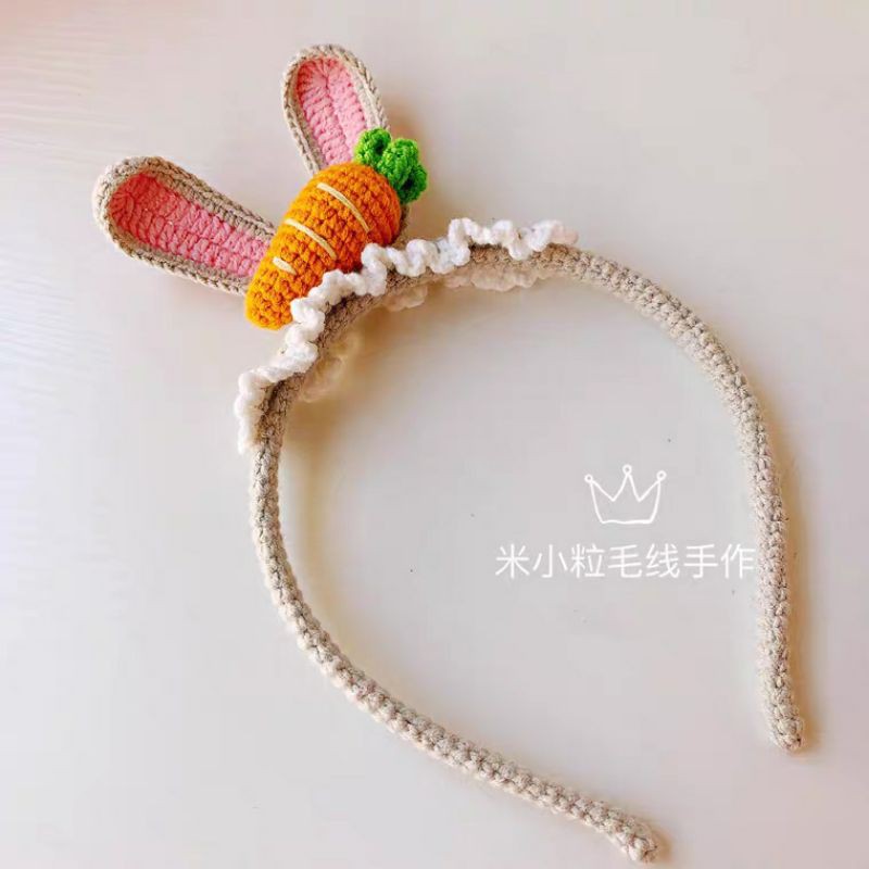 Bờm cài tóc , kẹp tóc thỏ len handmade
