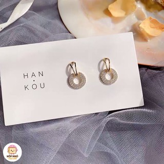 Bông tai nữ bạc s925 đá tròn