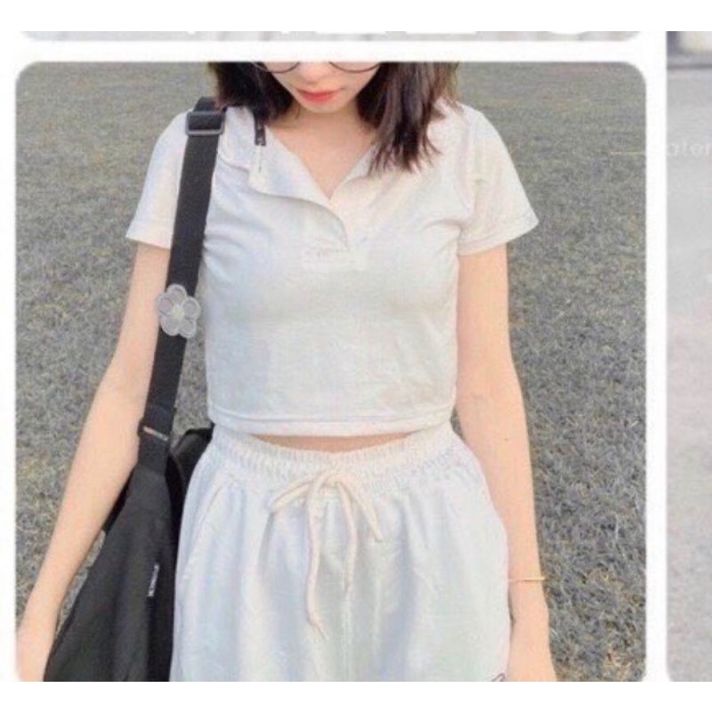 áo croptop cổ bẻ