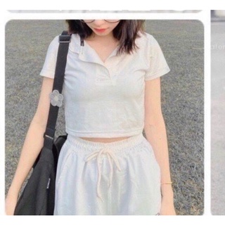 Áo croptop cổ bẻ
