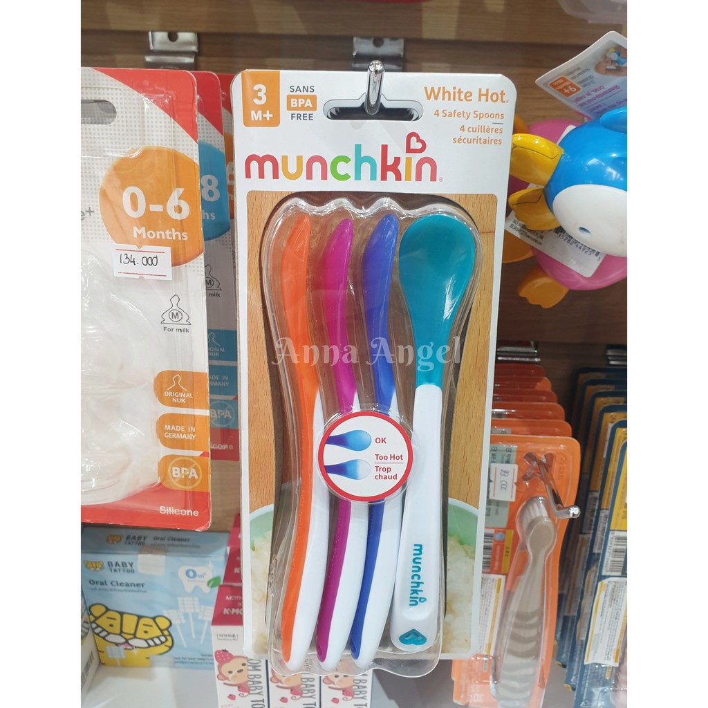 Bộ thìa báo nóng, thìa ăm dặm cho bé Munchkin (Set 4 cái)