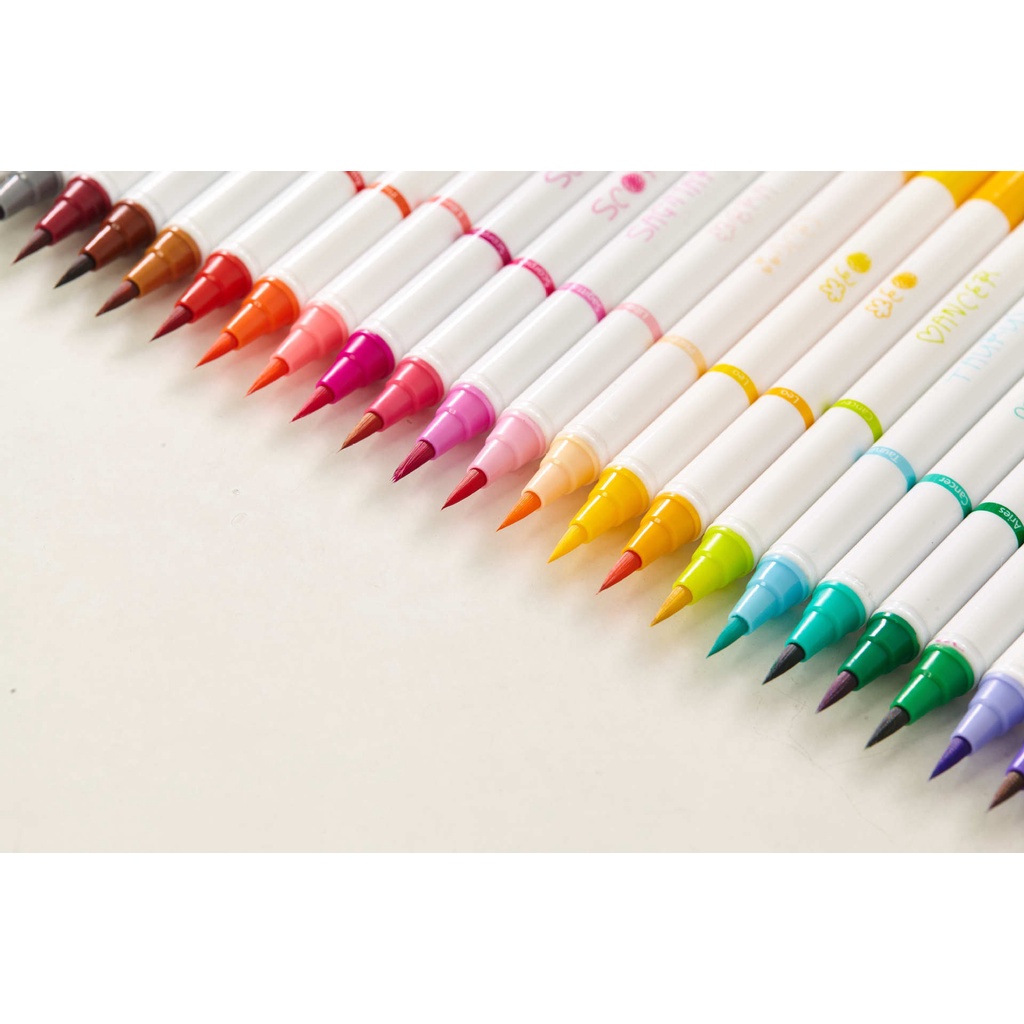 Bút/ Viết brush 24 màu đầu viết calligraphy (thư pháp) - lông bút mượt, mực ra đều