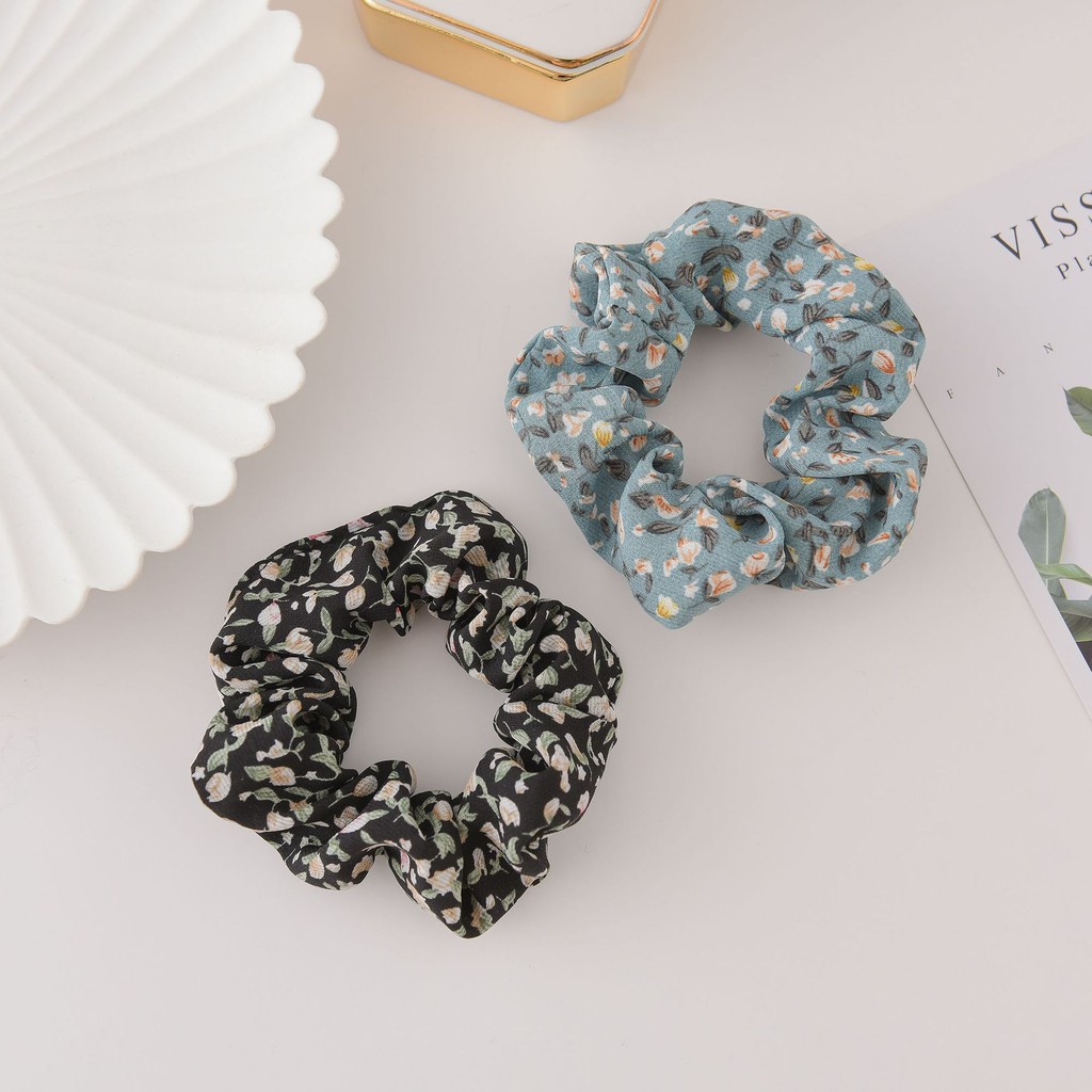 Dây cột tóc họa tiết hoa xinh xắn phong cách Hàn Quốc