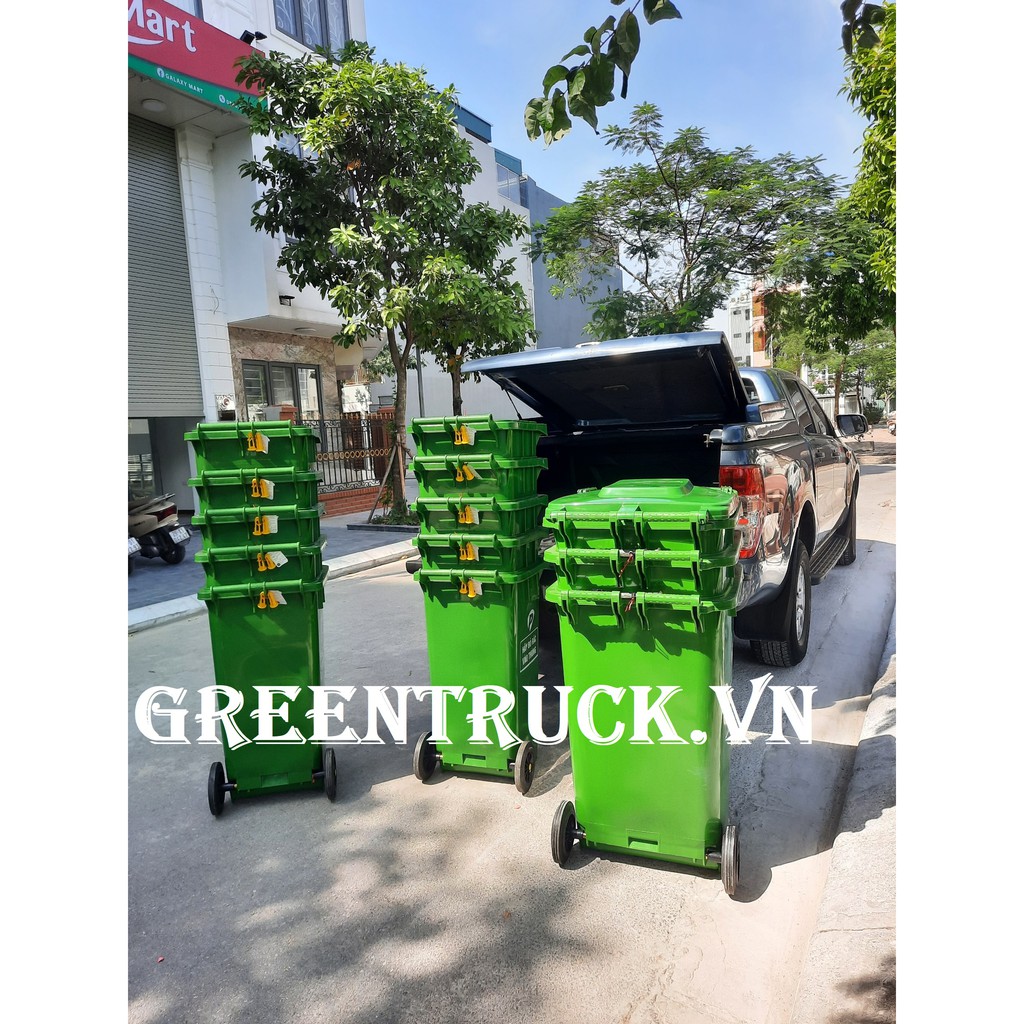 Thùng rác nhựa HDPE 240 lít màu xanh lá