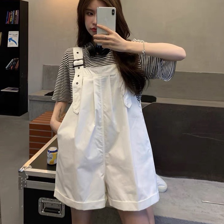 Yếm Quần KaKi Ống Rộng Gập Lai Thời Trang Nữ Phong Cách Ulzzang cá tính dễ phối đồ - QO33