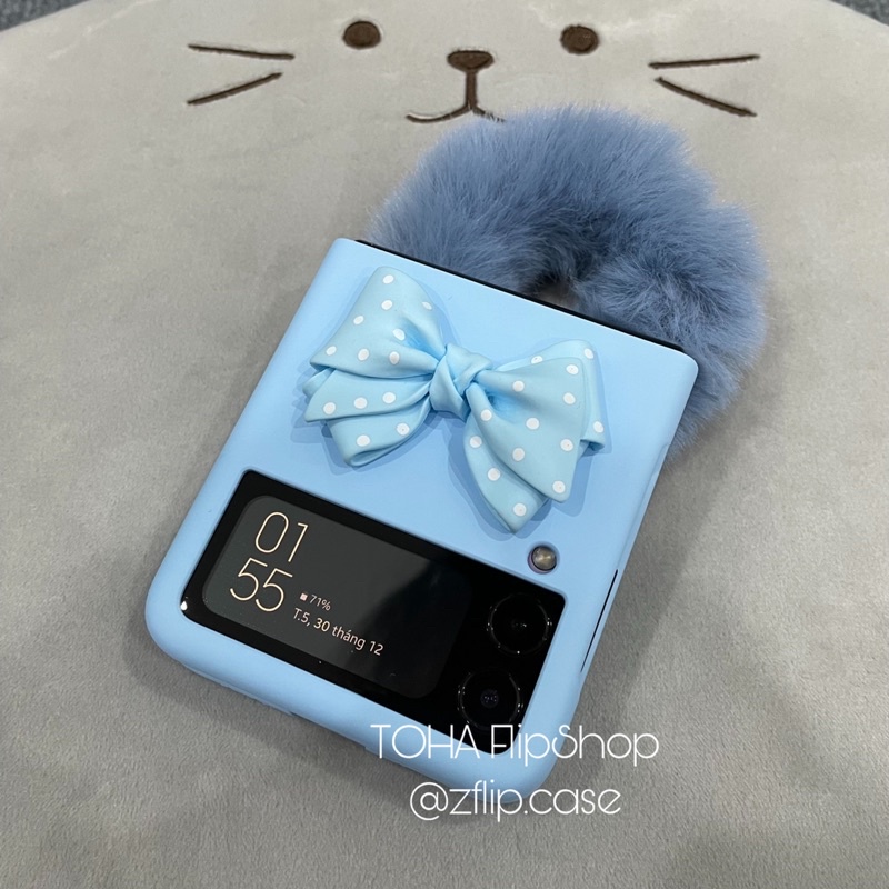 [CÓ SẴN] Ốp Samsung Z Flip 3 / Z Flip 4 đính nơ quai xách bông mềm xinh xắn cute / Z Flip3 / ZFlip3 / Z Flip4/ ZFlip4