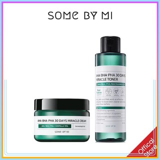 Bộ 2 Sản Phẩm SomeByMi AHA-BHA-PHA 30Days Miracle Nước hoa hồng 150ml / Toner và Kem dưỡng somebymi