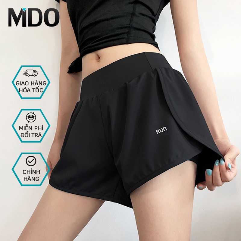 Quần tập gym nữ cạp cao Mido Q35, kiểu quần short nữ tập yoga, gym, zumba, thông thoáng, co giãn 4 chiều