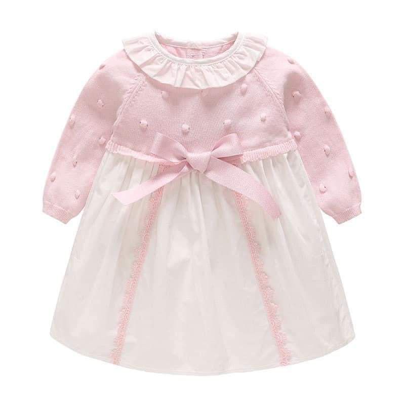 Váy VLINDER Cao cấp Bé Gái, Đầm Hồng Len Siêu Xinh Cho Bé 10-14kg