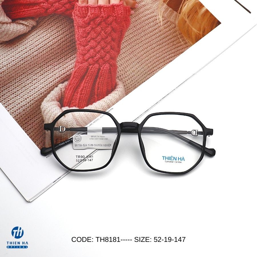 Gọng kính nhựa Thienha Eyewear TH8181, gọng kính cận đa giác thiết kế lạ mắt siêu nhẹ, nhiều màu, phong cách Hàn Quốc