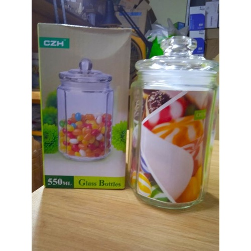 Lọ Thủy Tinh tròn,  lục giác, nắp có giăng - Đủ size từ 380ml - 3200ml