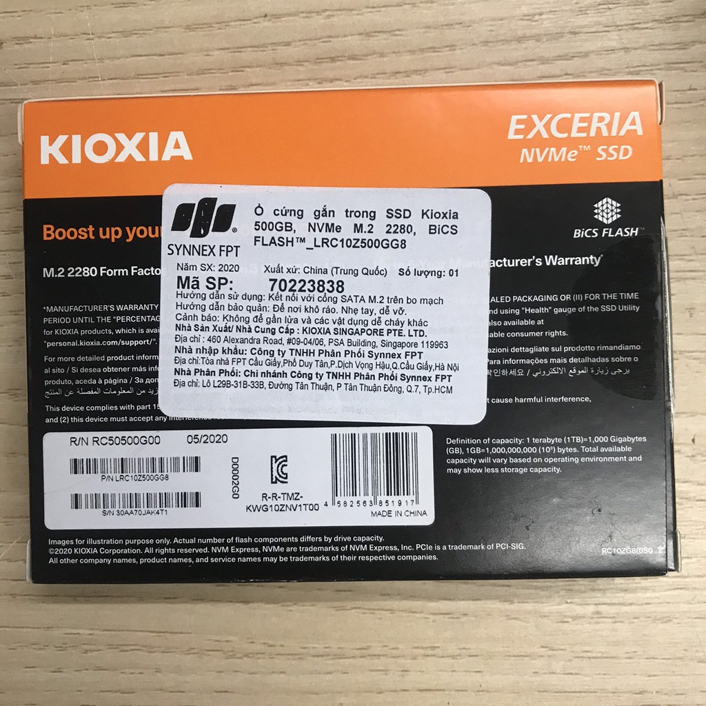 Ổ cứng gắn trong SSD Kioxia (Toshiba) Exceria NVMe 250GB, 500GB, NVMe M.2 2280 - Chính Hãng FPT | BigBuy360 - bigbuy360.vn