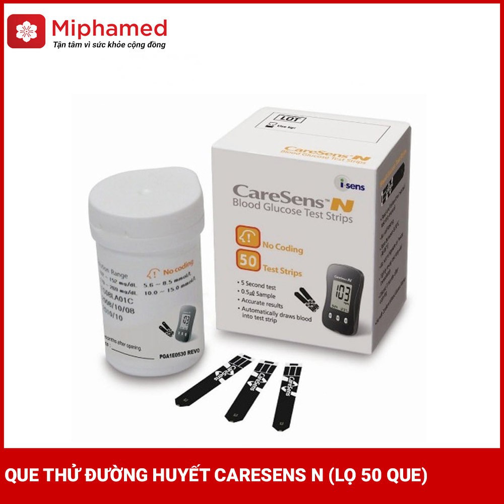 Que Thử Đường Huyết CareSen N (Hộp 50 Test) dạng lọ