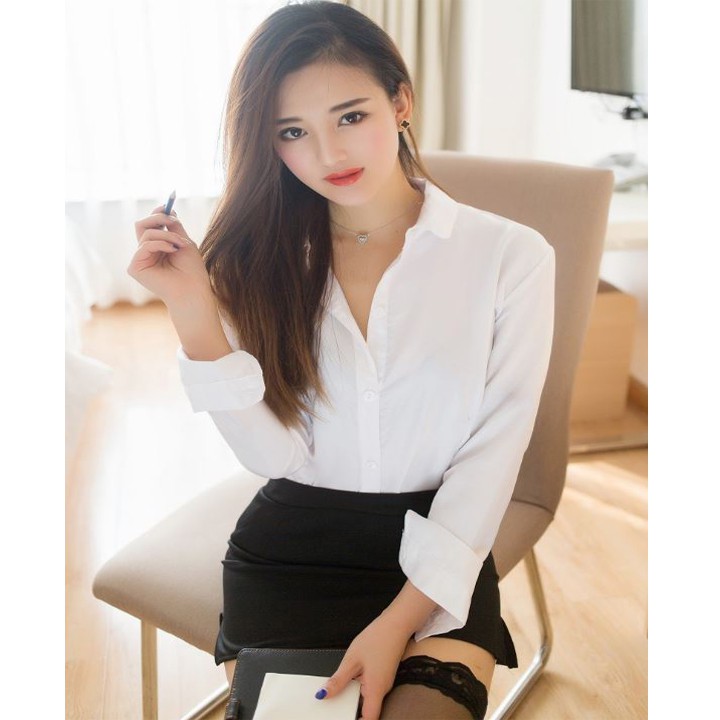 ÁO TRẮNG VÁY ĐEN THƯ KÝ- SÉT BỘ GỒM 2 CHI TIẾT