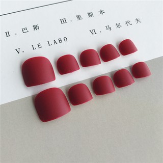 Bộ 24 Móng Chân Giả nhám nâu đỏ (keo dán )