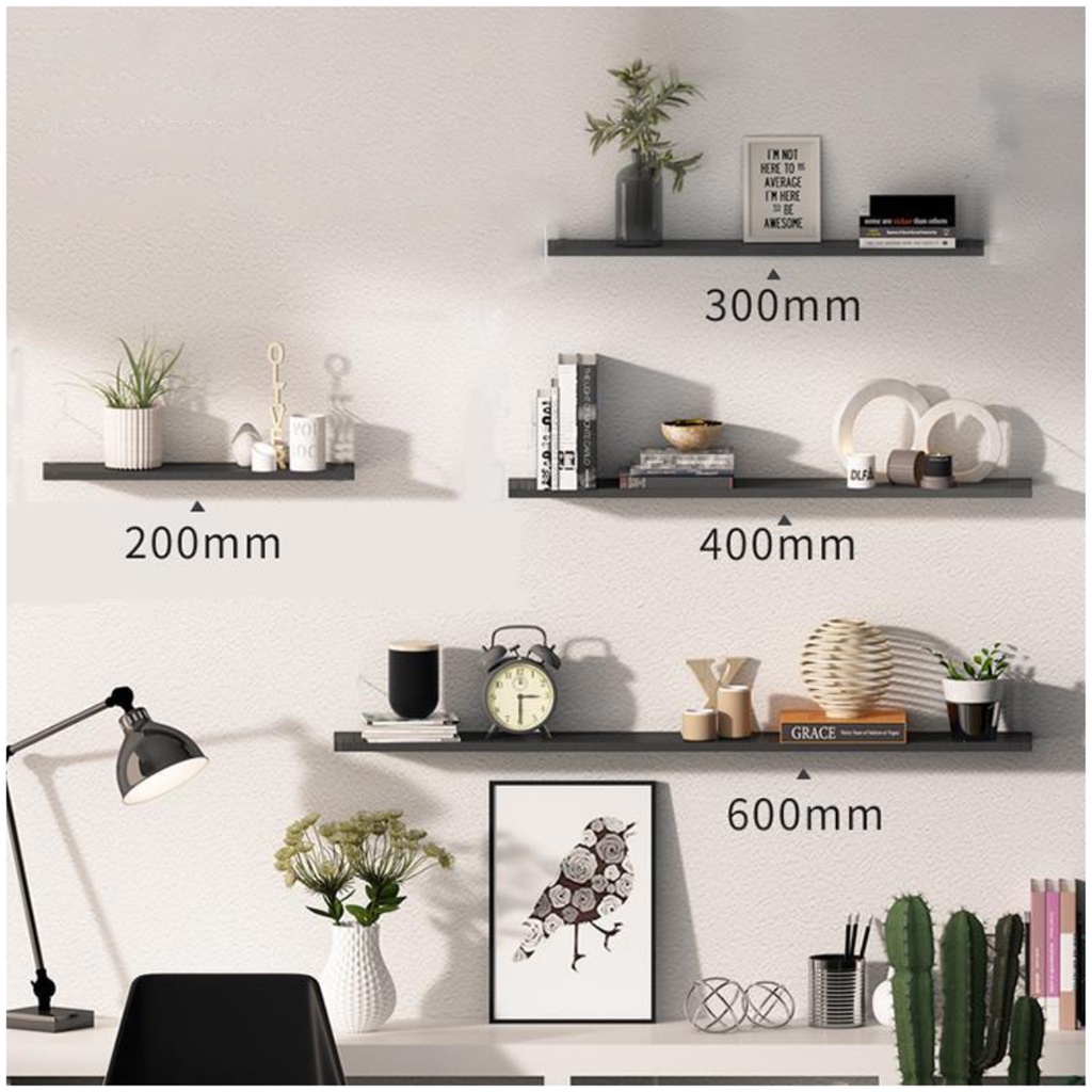 Kệ sách treo tường bằng gỗ dấu vít, gỗ chống thấm kích thước tùy chọn kèm phụ kiện