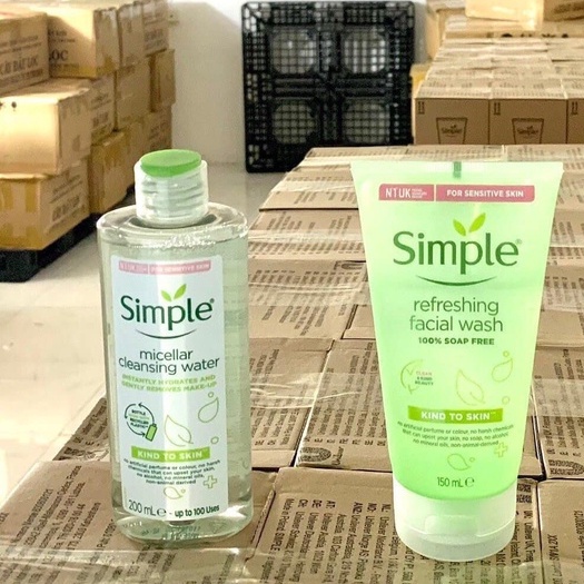 Combo Simple Tẩy trang 200ml + Sữa rửa mặt 150ml + Nước hoa hồng 200ml cho da sạch khỏe đàn hồi