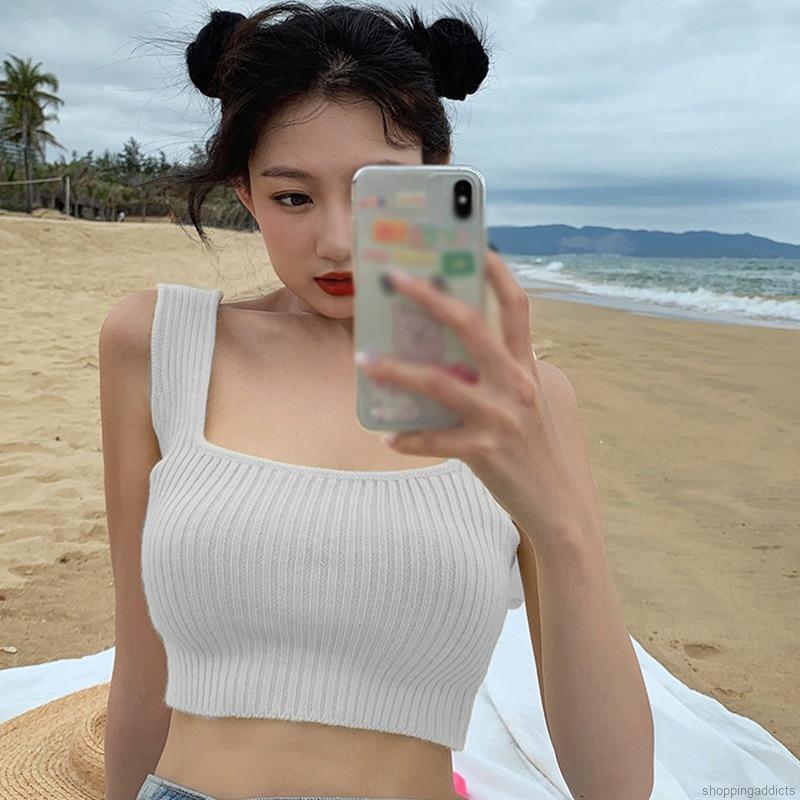 Áo Hai Dây Dệt Kim Form Ôm Tôn Dáng Cho Nữ