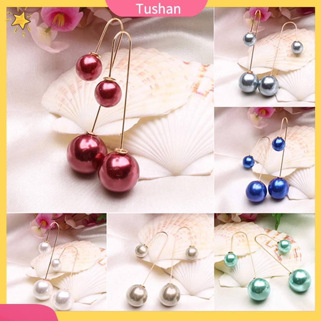 Khuyên tai chữ U đính ngọc trai giả thời trang cho nữ