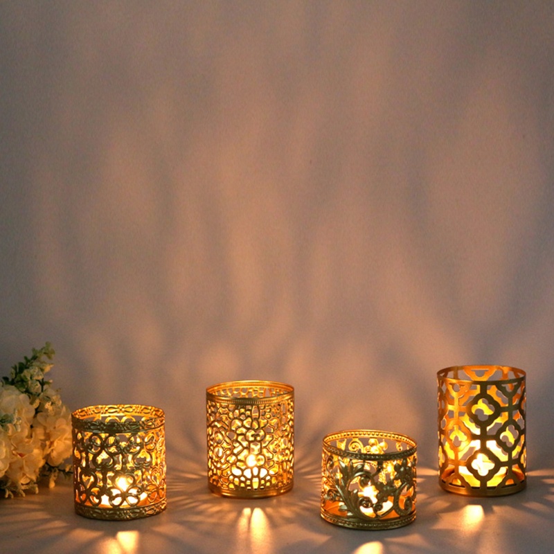 Giá Đỡ Đèn Cầy Bằng Sắt Thiết Kế Đục Lỗ Độc Đáo Trang Trí Nhà Cửa /