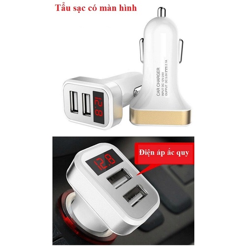 [Bán buôn] Cốc sạc chia 2 tẩu và 2 cổng usb cho xe ô tô