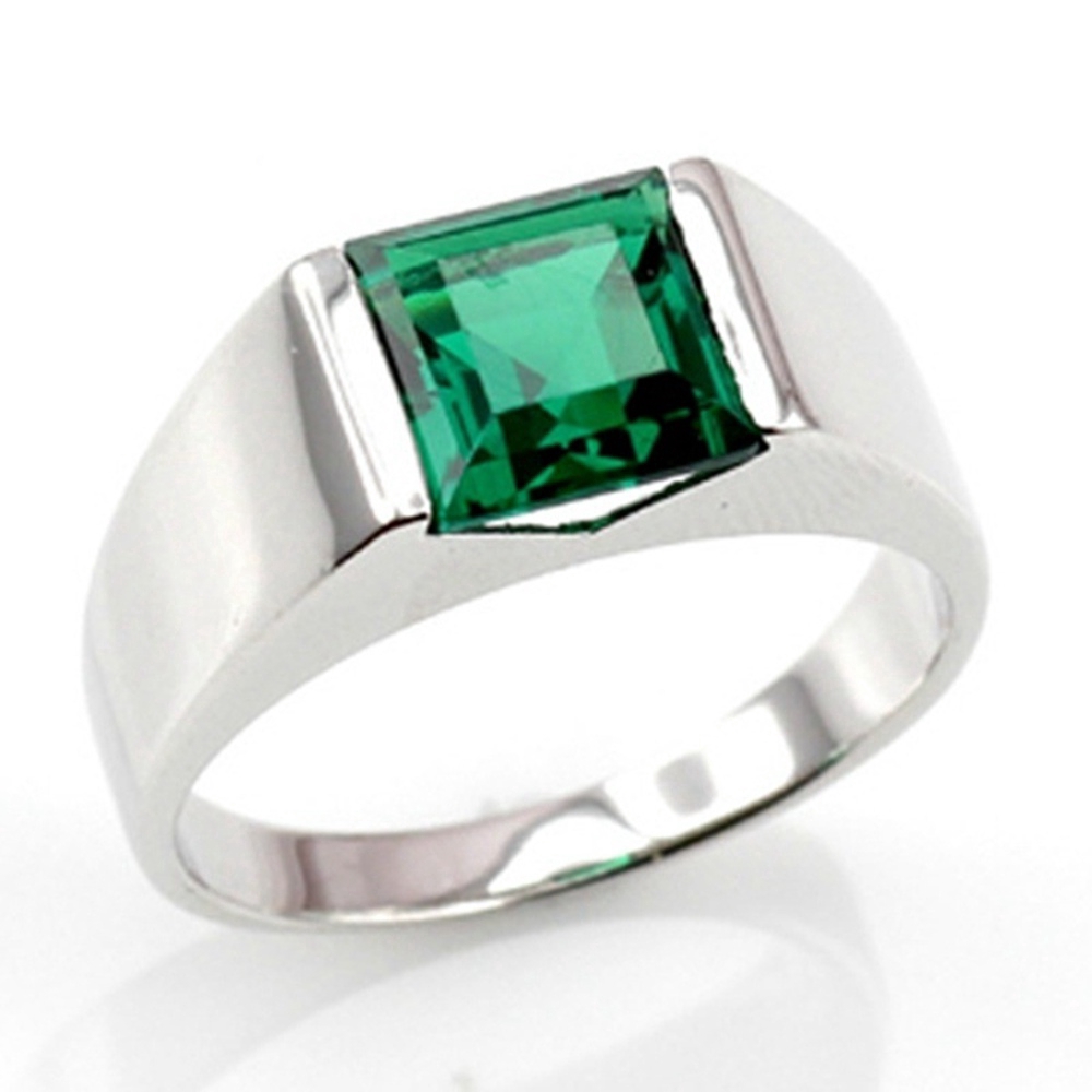 Cincin Batu Permata Fashion Untuk Pria Dan Wanita, Perhiasan Cincin Emerald Unik, Ukuran 7-14
