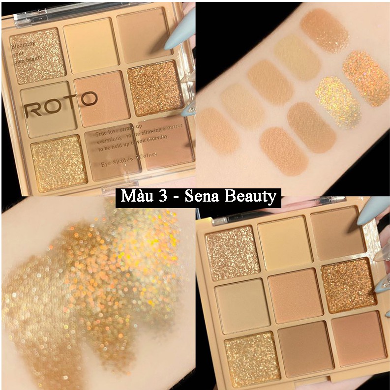 Bảng phấn mắt nhũ lì 9 ô lấp lánh Roto Eyeshadow Senabeauty | BigBuy360 - bigbuy360.vn