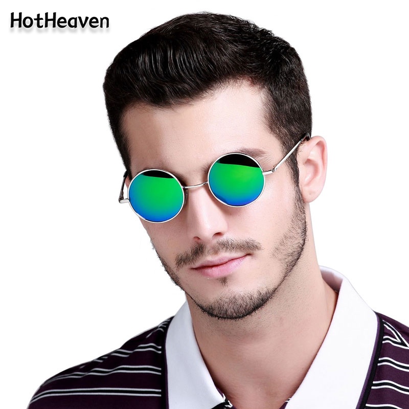 Kính Râm Unisex Tròng Tròn Chống Tia UV400 18 Màu Bằng Kim Loại