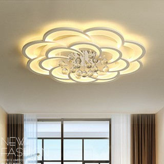 Đèn LED ốp trần A8 Đèn ốp trần nổi trang trí hình hoa pha lê 16 cánh 3 chế độ ánh sáng - Có điều khiển Từ Xa