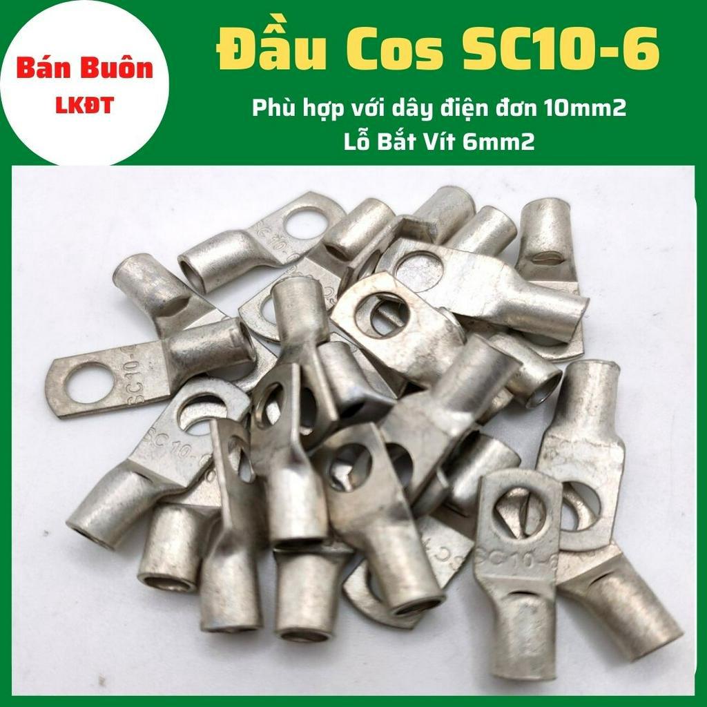 Đầu Cos SC10-6, cos SC, đầu cos tròn trần, cos đồng, bịt đầu SC bằng đồng, đầu cos dùng cho dây điện 10mm