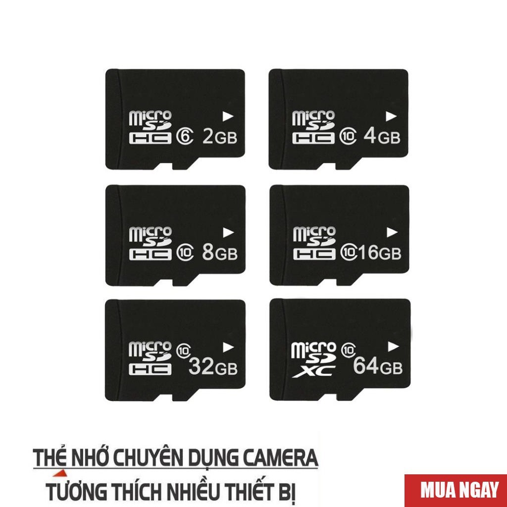 Thẻ nhớ MicroSD Class 10 Tốc độ cao (Đen) 16GB/32GB/64GB