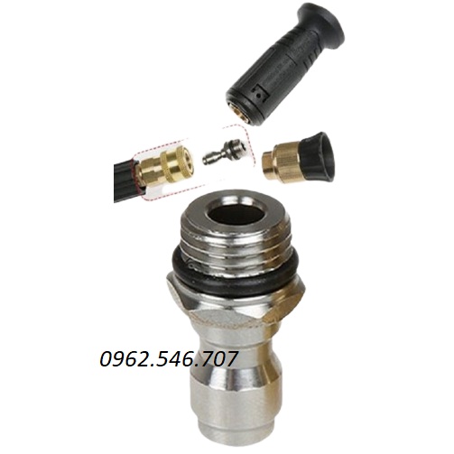 Đầu đực nối nhanh 1/4 inch chân 14mm dùng cho béc xịt rửa, bình phun bọt tuyết máy xịt rửa áp lực cao