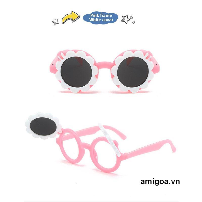 ✨✨Kính mát chống tia UV họa tiết hoa hướng dương hoạt hình cho bé
