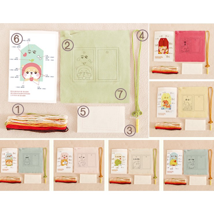 [ CÓ SẴN ] DIY / BỘ KIT TỰ THÊU TÚI OMAMORI HÌNH THÚ