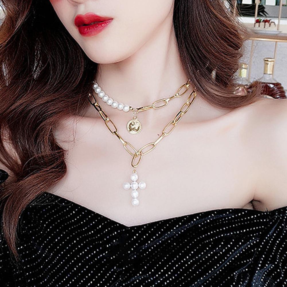 Vòng cổ đính ngọc trai nhân tạo cao cấp thời trang dành cho nữ