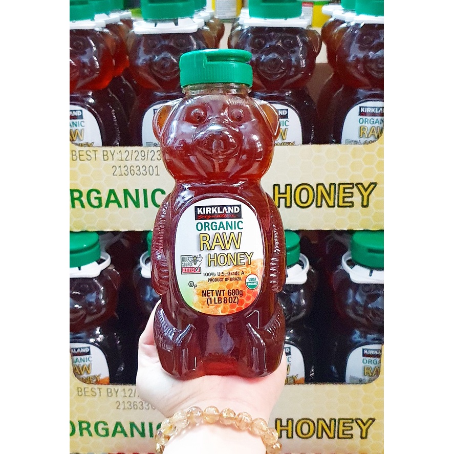 [date 12/23] Mật Ong Gấu Hữu Cơ Kirkland Organic Raw Honey chai 680 g Của mỹ