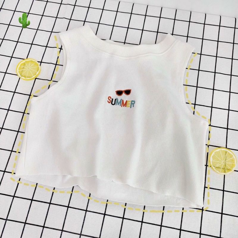 Áo ba lỗ sát nách Croptop thêu chữ SUMMER