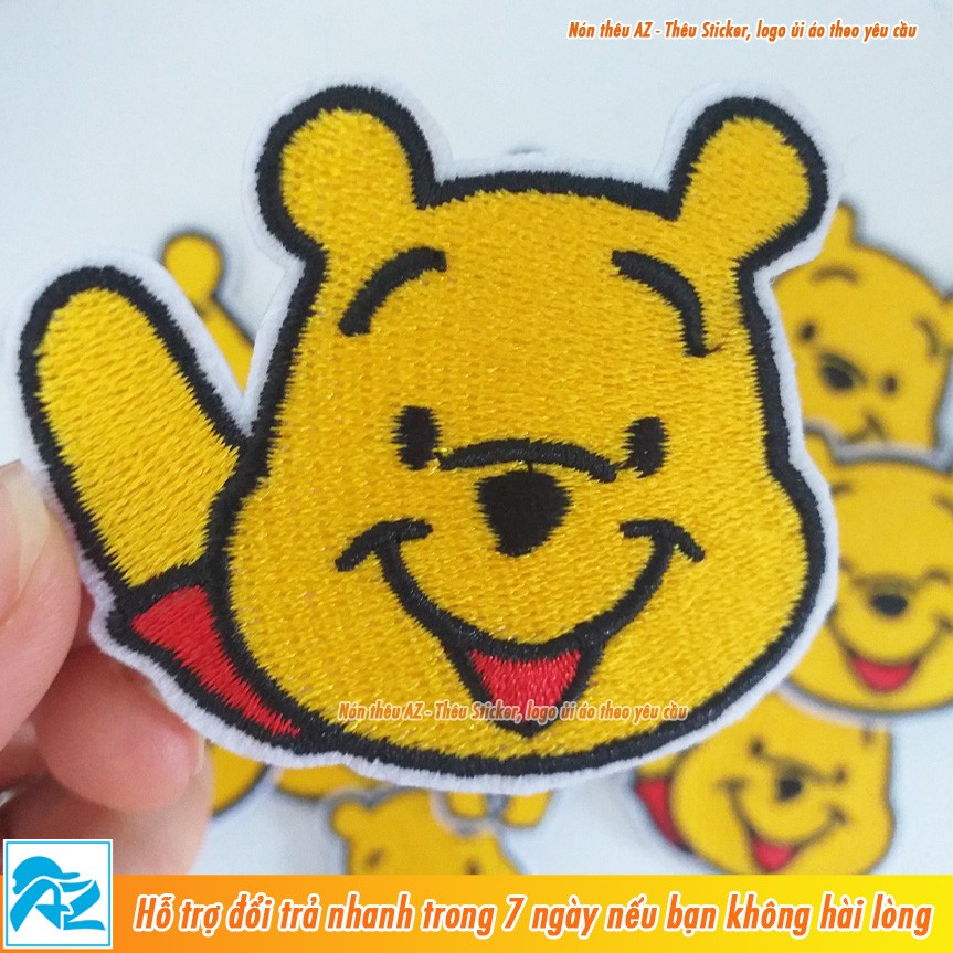 Sticker ủi thêu hình gấu Pooh siêu dễ thương - Patch ủi quần áo balo S60