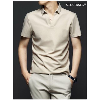 Áo thun nam có cổ mã  POLO CỔ V MÀU KEM - chất thun cá sấu cotton 100% đang h