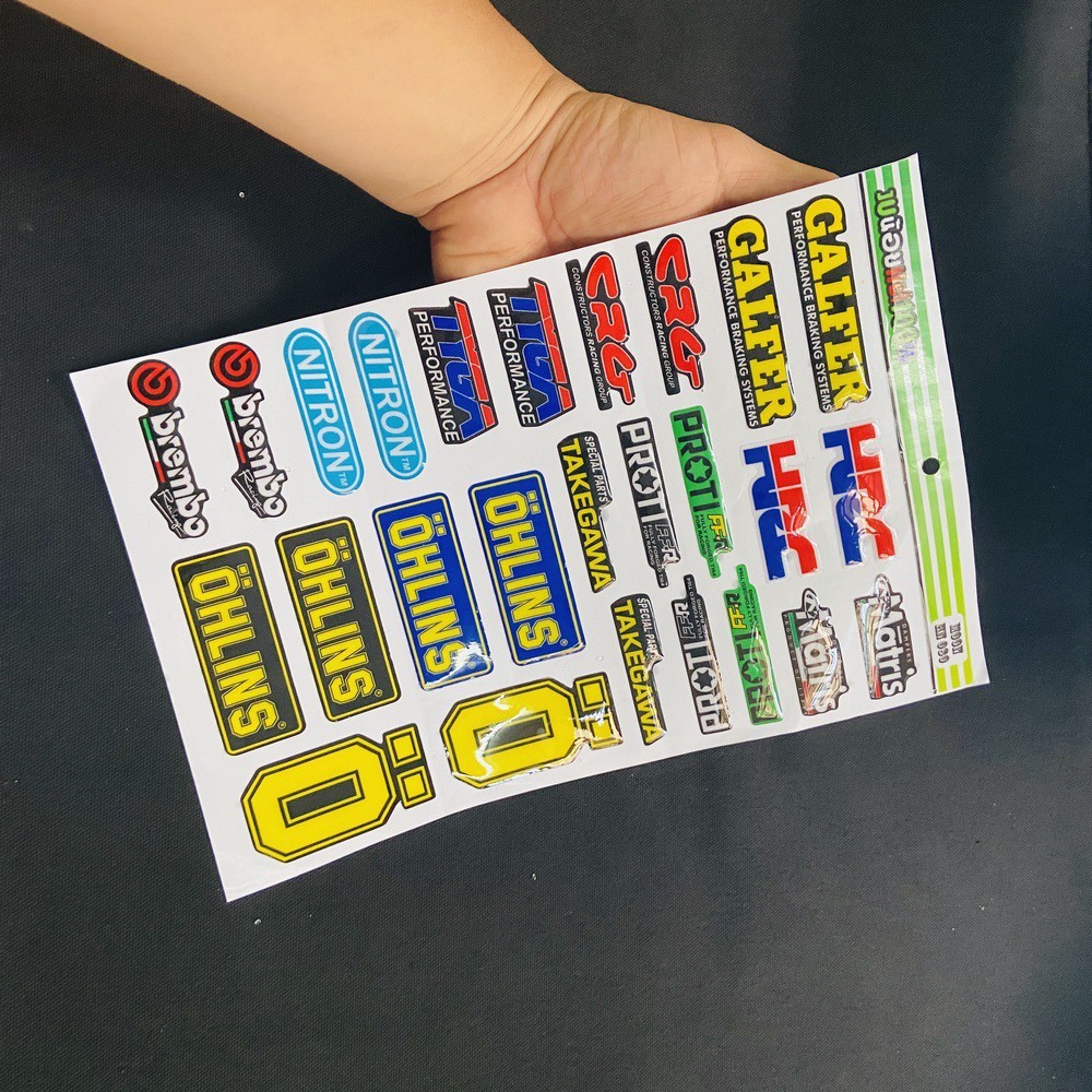 [CỰC RẺ] TẤM TEM DẬP NỔI NHIỀU LOGO OHLINS, PROTI, HRC TRANG TRÍ XE SIÊU CHẤT