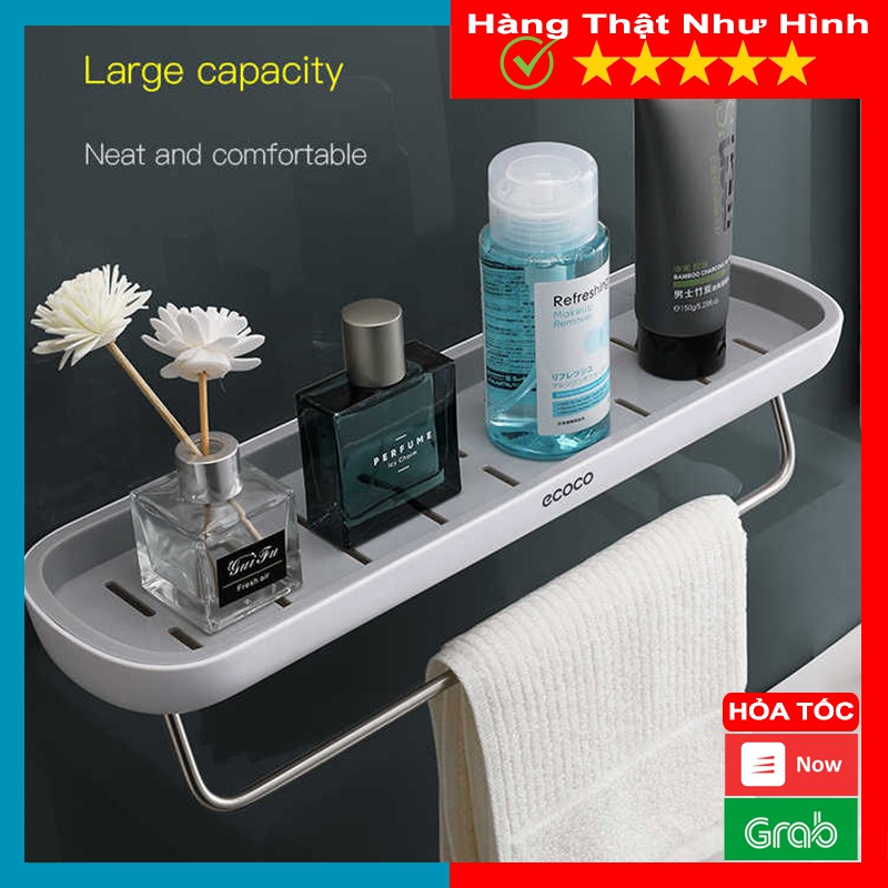 Kệ Nhà Tắm Có Móc Treo Khăn Dán Tường Cao Cấp Sang Trọng ECOCO Siêu Chắc - MTDDT