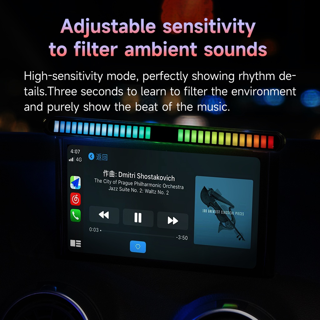 Đèn Led 50 Bóng Hai Mặt RGB Bằng Nhôm Kích Hoạt Bằng Giọng Nói