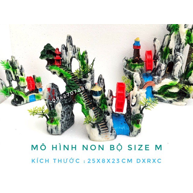 Mô hình cối xay gió núi đá trang trí bể cá_Trang trí bể cá cảnh, hồ cá