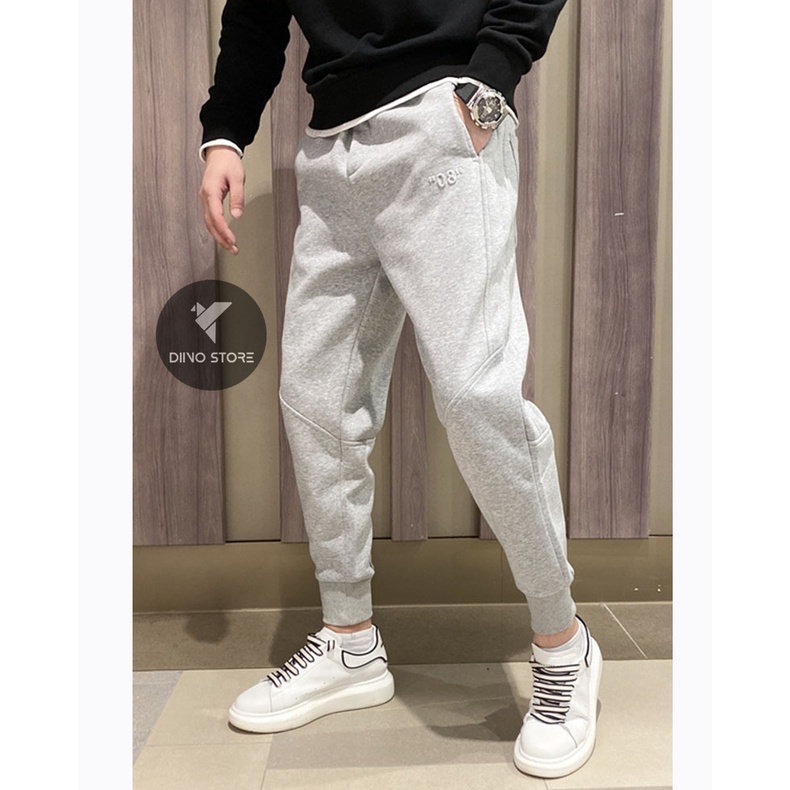 Quần Jogger Trơn Nam Thu Đông Chất Vải Nỉ Cao Cấp Màu Đen - Dino Store