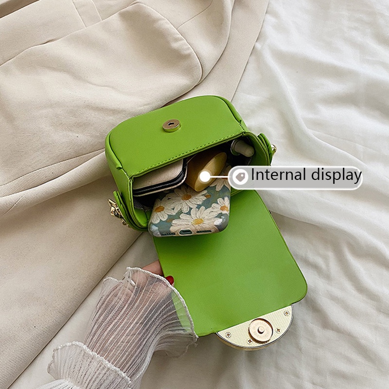 Túi đeo chéo IELGY hình vuông nhỏ phối sợi xích thời trang cho nữ