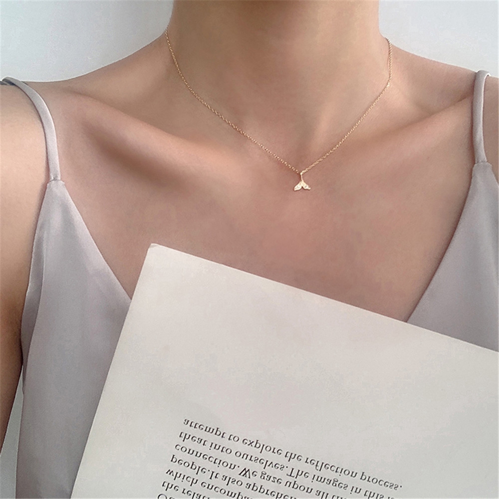 fashion woman simple 925 silver Mermaid Tail Pendant necklace charm Chain Clavicle
