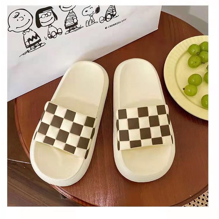 Dép lê nữ quai ngang họa tiết kẻ caro full size ⭐️SIÊU HOT ⭐️ siêu êm đế bánh mỳ mẫu mới nhất MSP1601CR