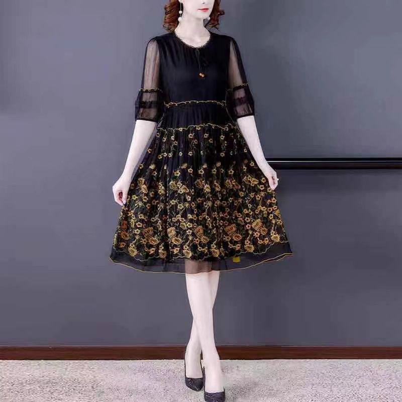 Đầm Lụa Thêu Họa Tiết Phong Cách Thời Trang Mùa Hè Hàng Mới Chất Lượng Cao 2022