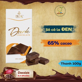 Socola thanh 100g Đen 65% | Henk Chocolate