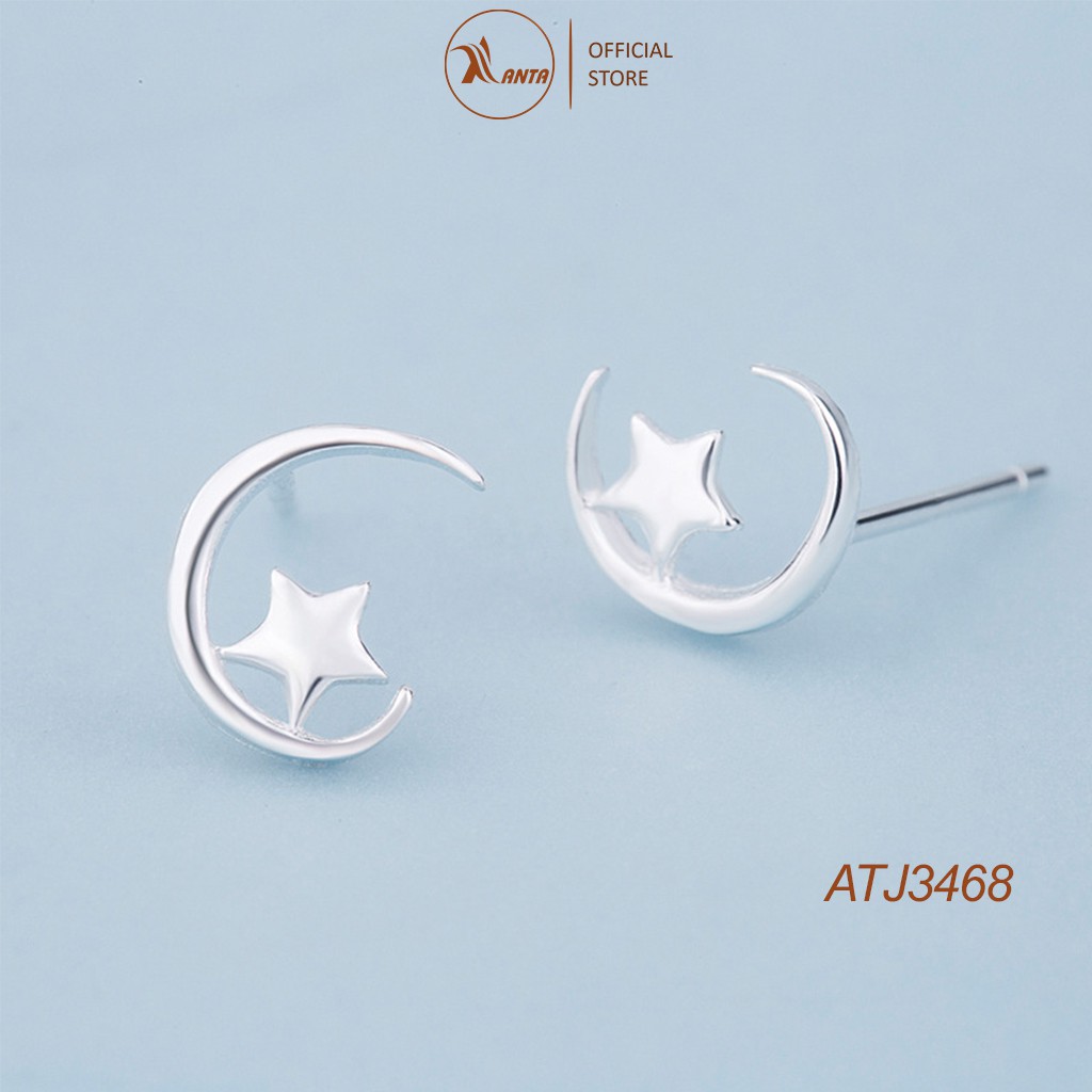 Khuyên tai hình trăng khuyết và ngôi sao dễ thương đơn giản phong cách Hàn Quốc dành cho nữ ANTA Jewelry - ATJ3468